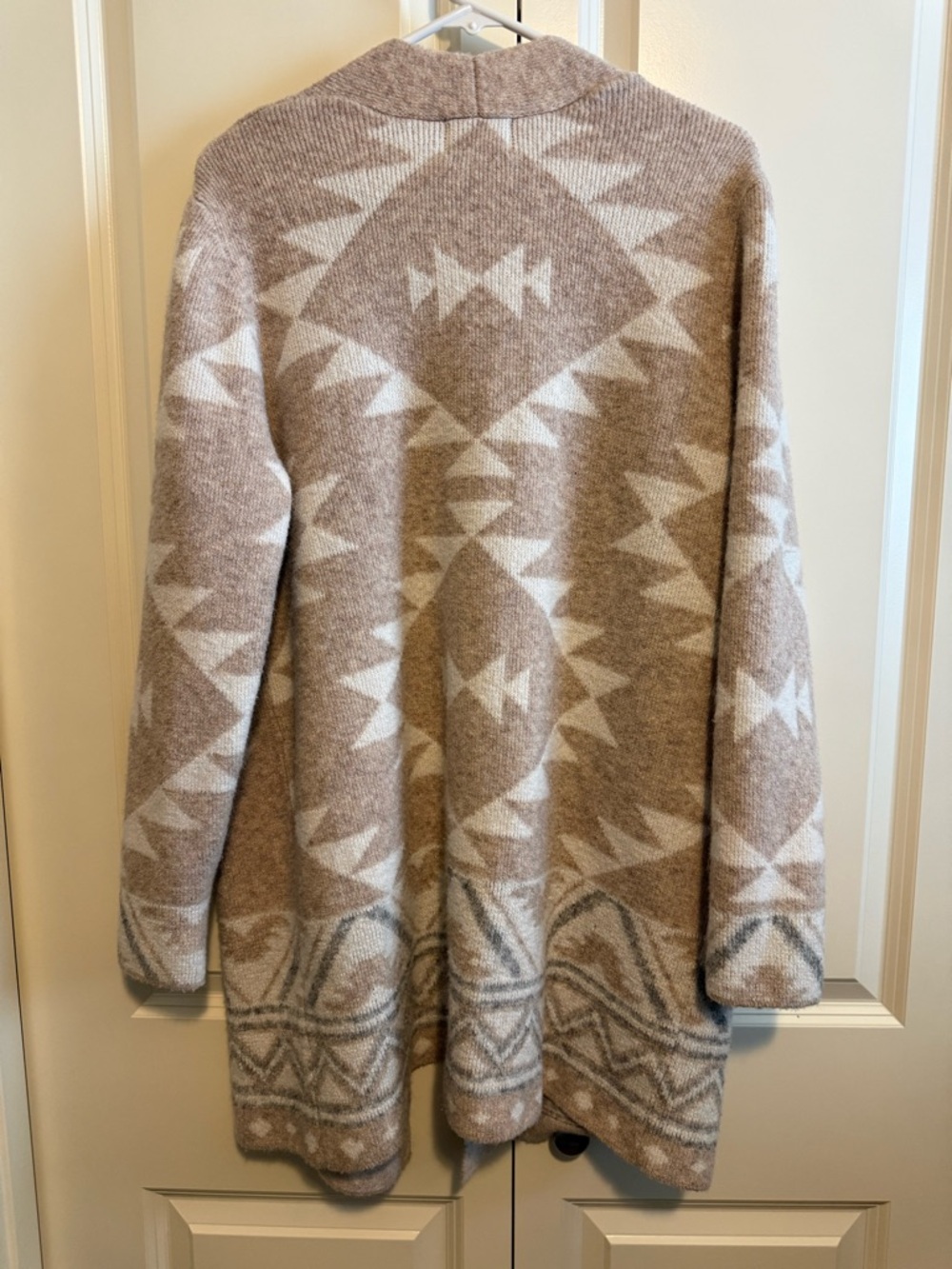 FRYE Taupe & Ivory Geometric Knit Cardigan - Picture 3 of 3